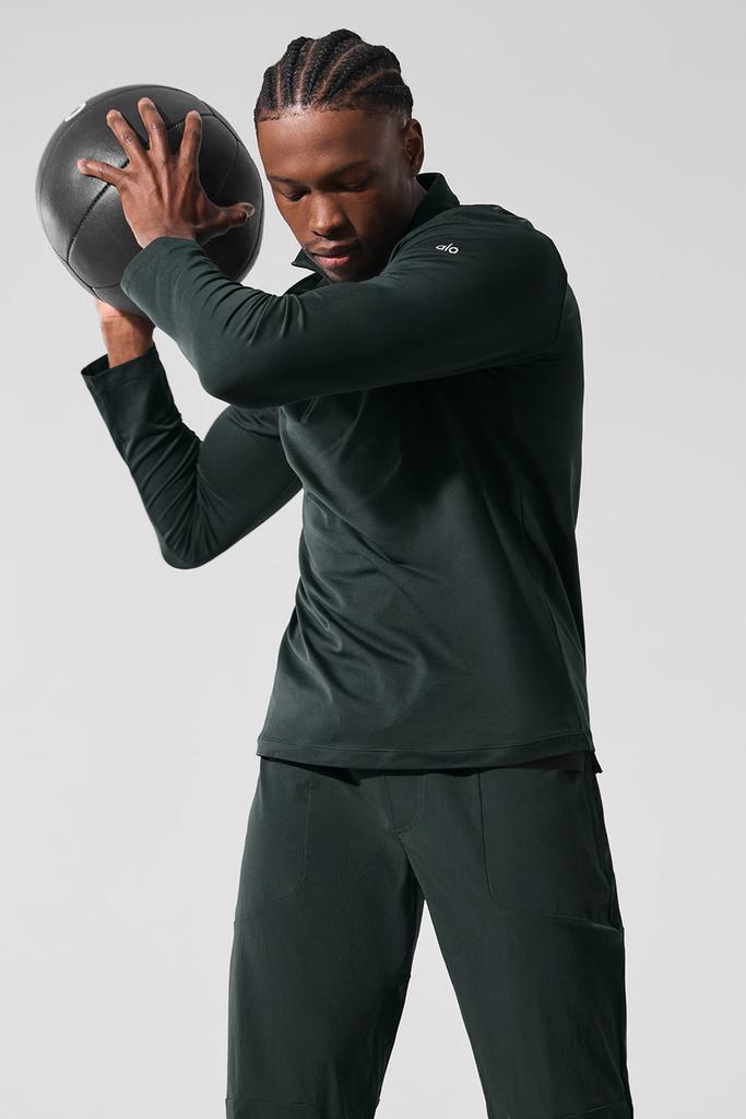 Alo Conquer 1/4 Zip Reform Long Sleeve - Charcoal Green - Outdoor