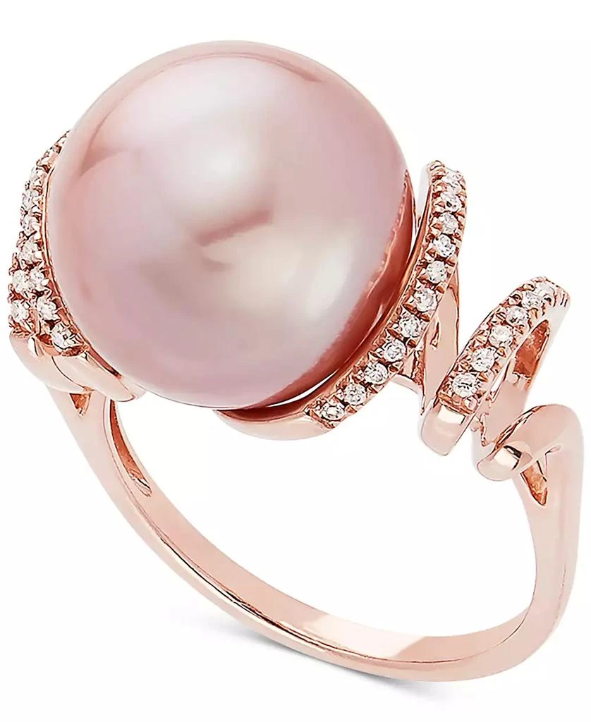 商品Honora|Cultured Pink Ming Pearl (13mm) & Diamond (1/8 ct. t.w.) Ring in 14k Rose Gold,价格¥17418,第1张图片