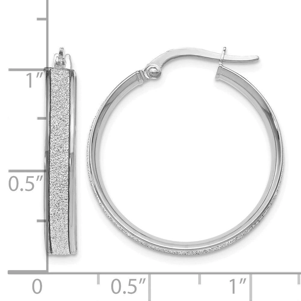 商品Diamond2Deal|14K White Gold Polished Glimmer Infused Hoop Earrings,价格¥4458,第3张图片详细描述