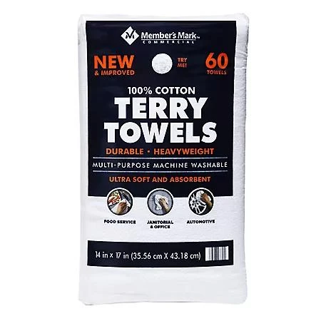 商品Member's Mark|Member's Mark 100% Cotton Terry Towels, 14" x 17", 60 ct.,价格¥196,第1张图片