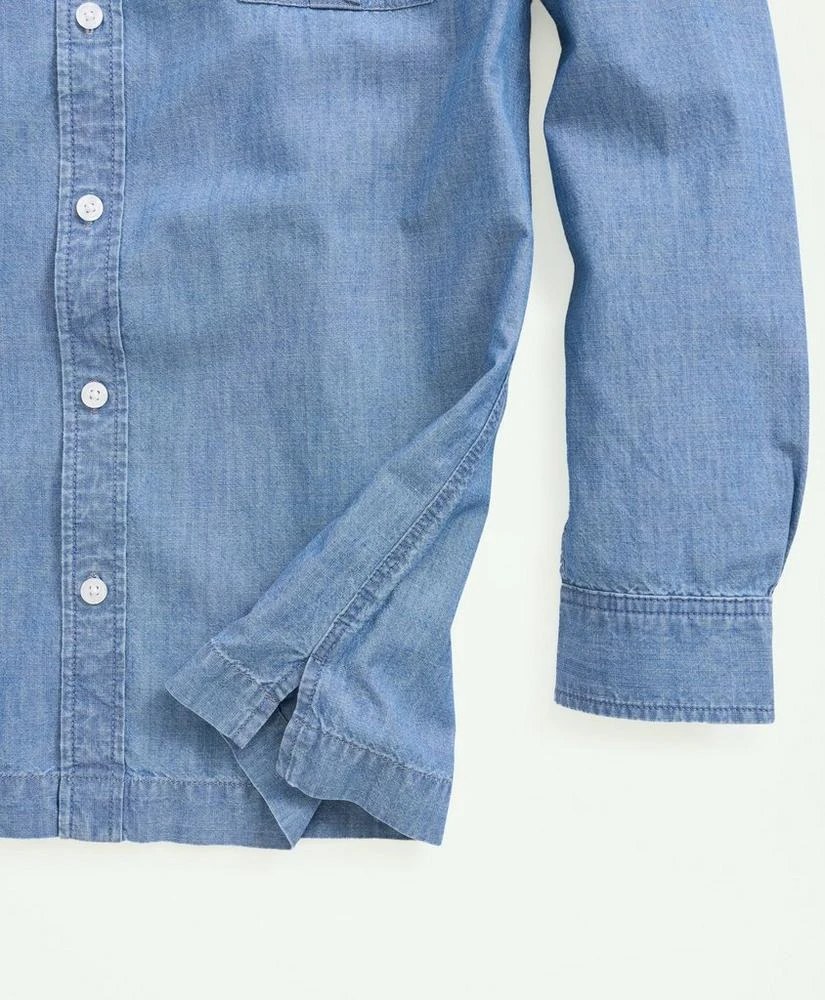 商品Brooks Brothers|Relaxed Cotton Chambray Military Shirt,价格¥777,第3张图片详细描述