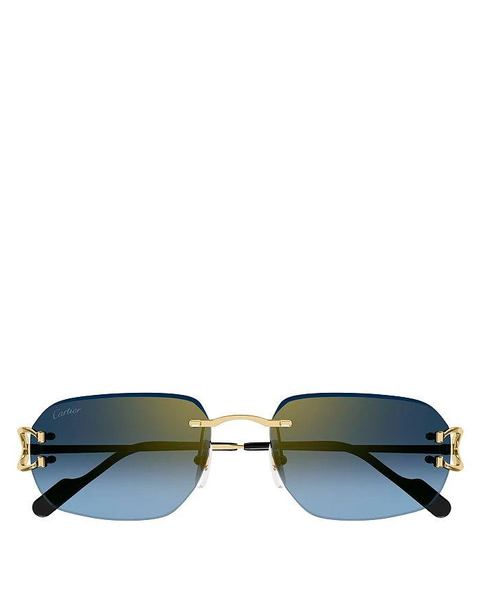 商品Cartier|Decor 24 Carat Gold Plated Rimless Rectangular Sunglasses, 58mm,价格¥9316,第2张图片详细描述