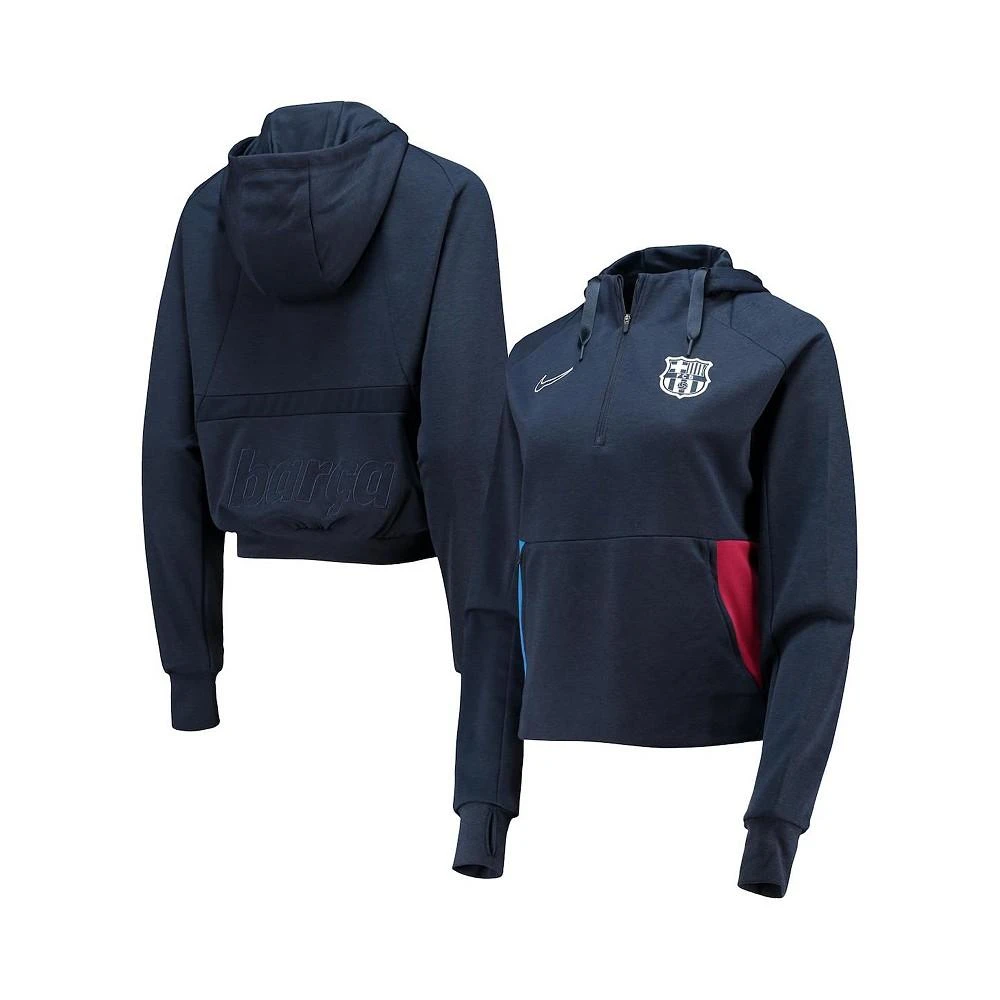 商品NIKE|Women's Navy Barcelona Travel Fleece Midlayer Performance Raglan Quarter-Zip Hoodie,价格¥778,第1张图片