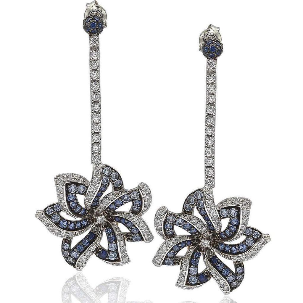 商品Suzy Levian|Suzy Levian Sapphire and Diamond Accent in Sterling Silver Earrings,价格¥2681,第1张图片