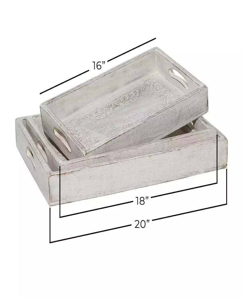 商品Rosemary Lane|Wood Tray, Set of 3, 16", 18", 20" W,价格¥612,第2张图片详细描述