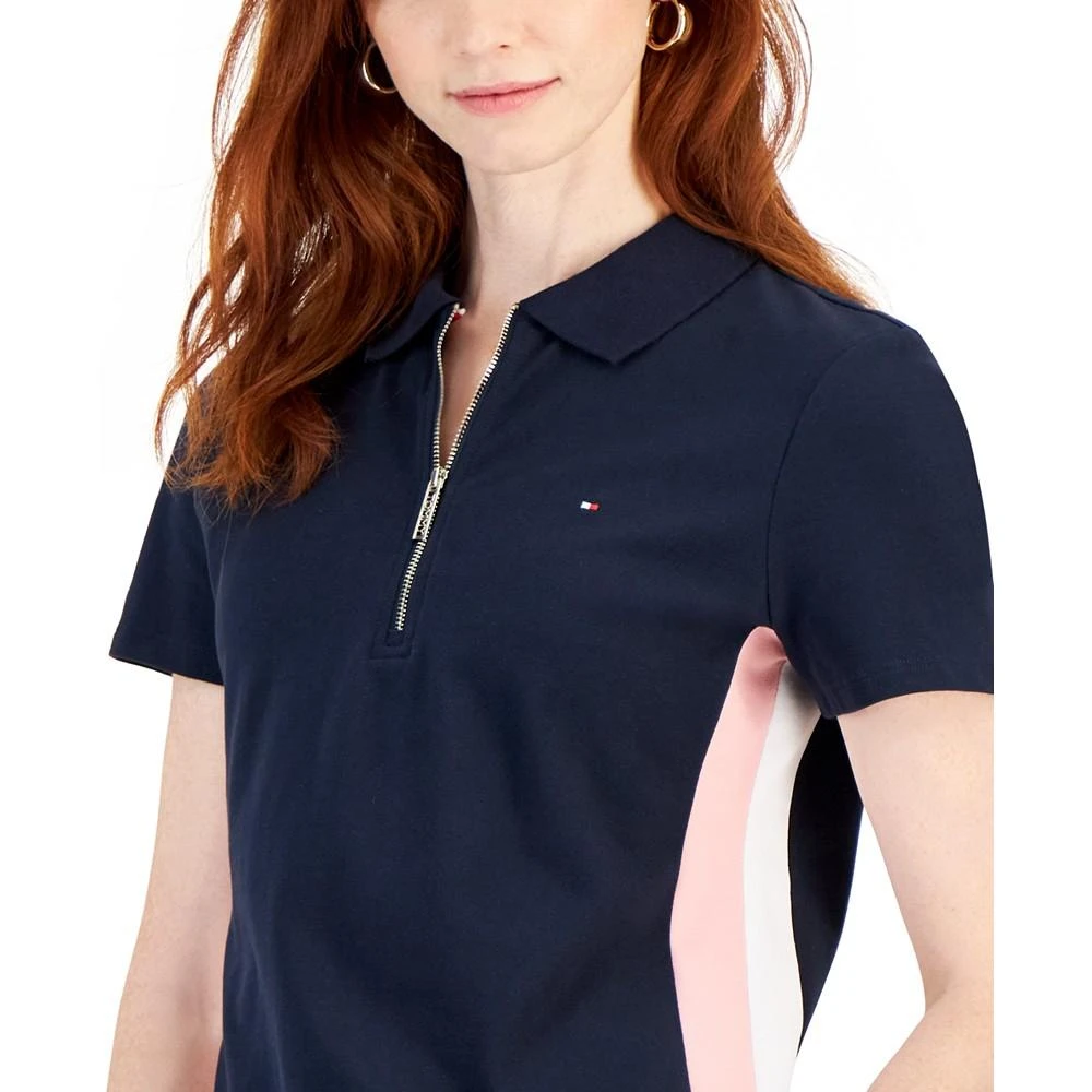 商品Tommy Hilfiger|Women's Side-Striped Zippered Polo Shirt,价格¥339,第3张图片详细描述