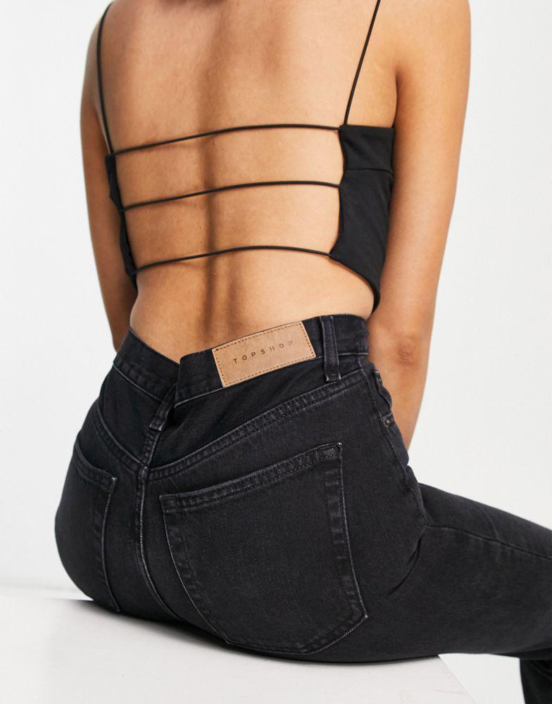 Topshop editor straight leg jeans in washed black商品第2张图片规格展示