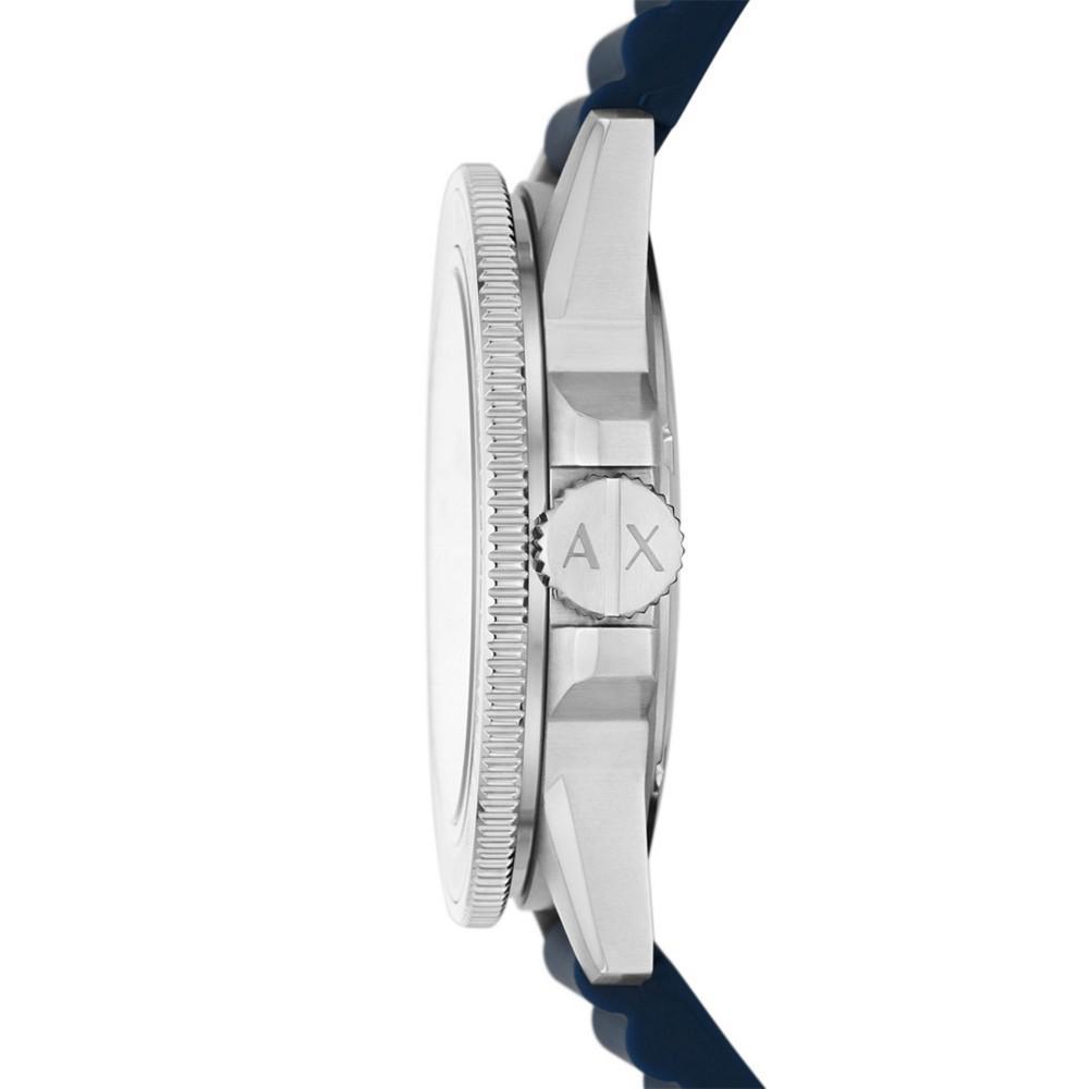 商品Armani Exchange|Men's Three-Hand Blue Silicone Strap Watch 42mm,价格¥1121,第6张图片详细描述