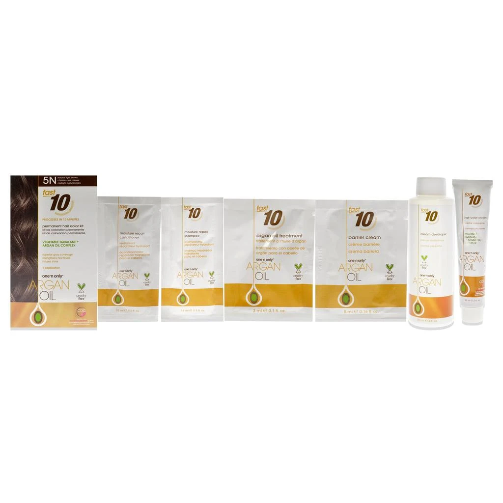 商品One n Only|Argan Oil Fast 10 Permanent Hair Color Kit - 5N Natural Light Brown by  for Unisex - 1 Pc Hair Color,价格¥186,第1张图片