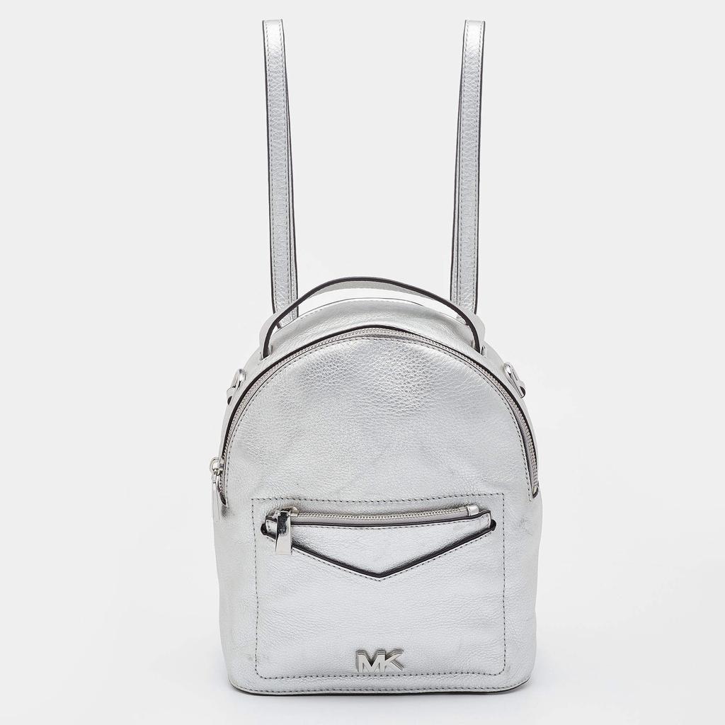 Michael Kors Silver Leather Jessa Convertible Backpack商品第1张图片规格展示