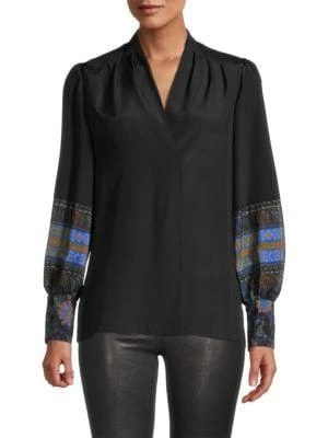 商品Kobi Halperin|Aimee Silk Blouson-Sleeve Blouse,价格¥479,第1张图片