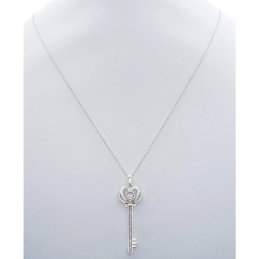 商品Macy's|Diamond Accent Two-Tone Key Pendant Necklace in Sterling Silver & 10k Gold,价格¥742,第2张图片详细描述