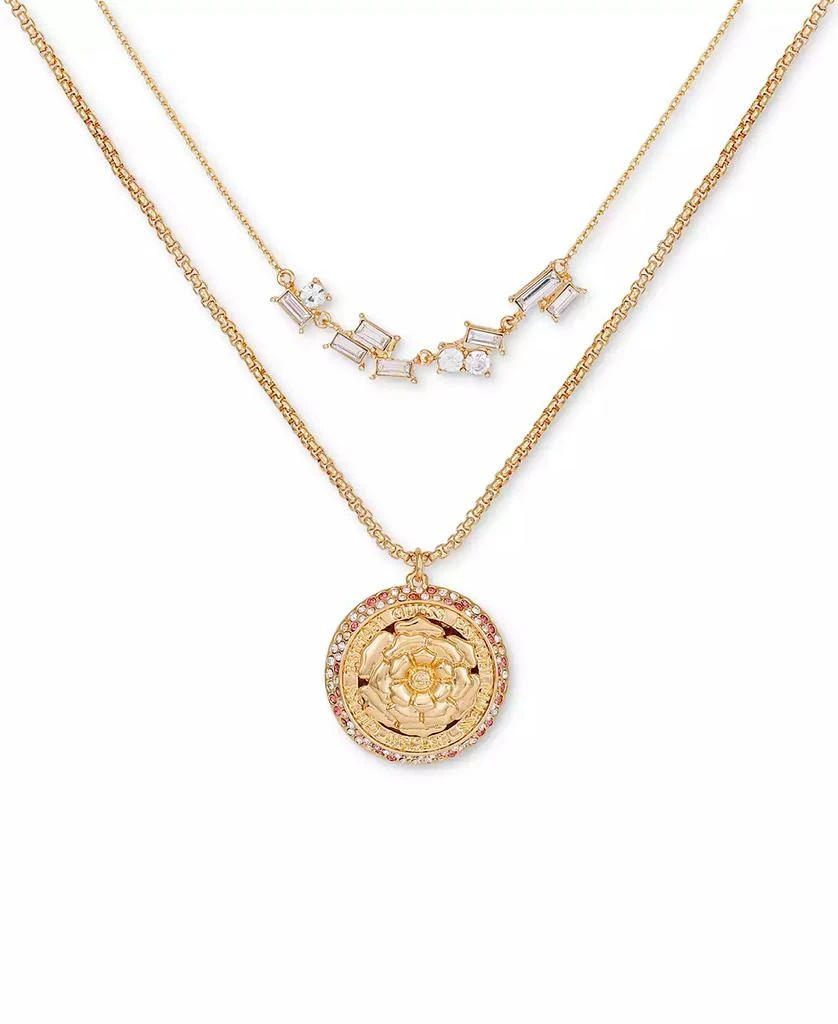 商品GUESS|Gold-Tone Crystal & Flower Layered Pendant Necklace, 18" + 2" extender,价格¥165,第1张图片