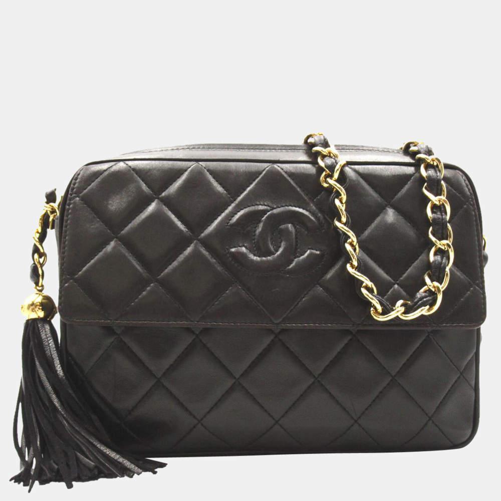 商品[二手商品] Chanel|Chanel Black Quilted Leather Chain CC Tassel Camera Shoulder Bag,价格¥23267,第1张图片