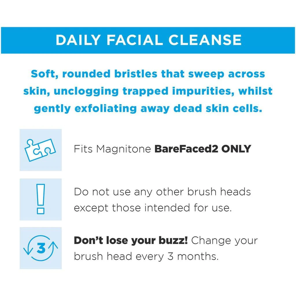 商品Magnitone London|MAGNITONE London Barefaced 2 Porefect Daily Cleansing Brush Head - 2 Pack,价格¥150,第3张图片详细描述