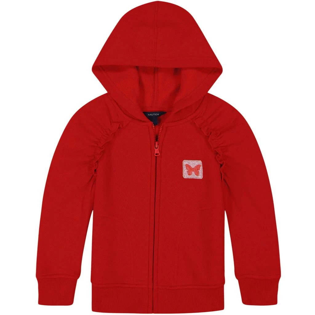 商品Nautica|Little Girls' Ruffle Trim Fleece Hoodie (4-6X),价格¥120,第1张图片