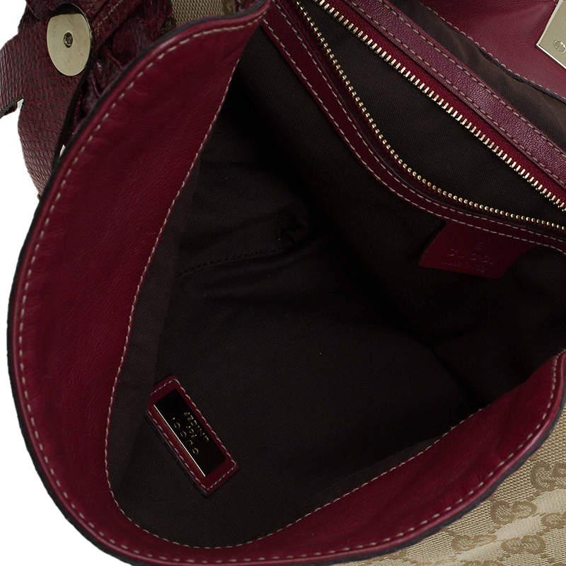 Gucci Beige/Red GG Canvas and Python Medium Indy Top Handle Bag商品第6张图片规格展示