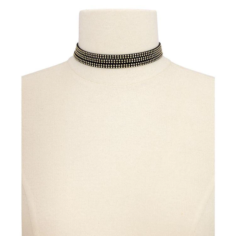 商品Thalia Sodi|Gold-Tone Yellow Pavé Black Faux Suede Triple-Row Choker Necklace, Created for Macy's,价格¥125,第2张图片详细描述