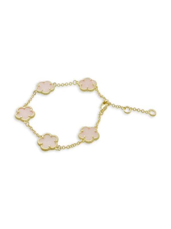 商品JanKuo|Flower 14K Goldplated & Pink Crystal Station Bracelet,价格¥360,第1张图片