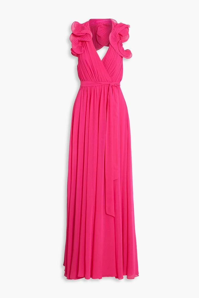 商品Badgley Mischka|Pleated chiffon halterneck maxi dress,价格¥2986,第1张图片