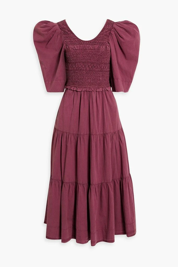 商品Sea|Simona bow-detailed smocked cotton midi dress,价格¥1312,第1张图片