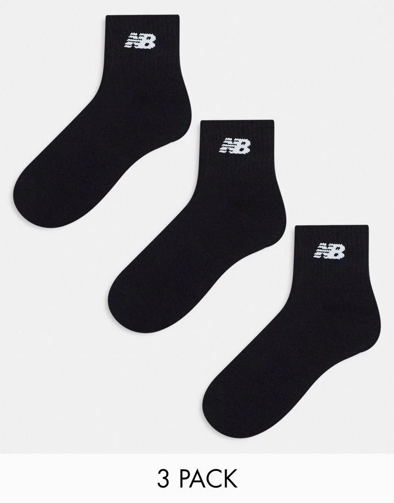 商品New Balance|New Balance logo mid sock 3 pack in black,价格¥128,第1张图片