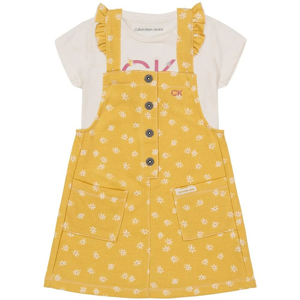 商品Calvin Klein|Little Girls Logo T-shirt Printed French Terry Skirtall, 2 Piece Set,价格¥179,第1张图片