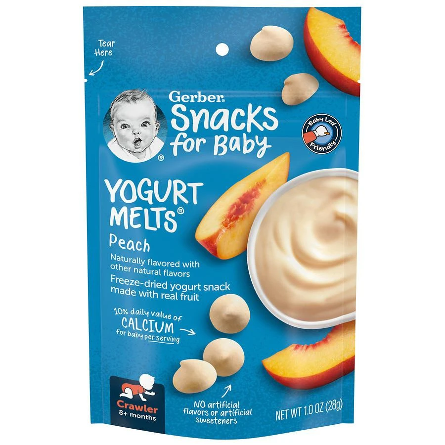 商品Gerber|婴儿3段辅食混合桃子口味酸奶溶豆 28g,价格¥33,第1张图片