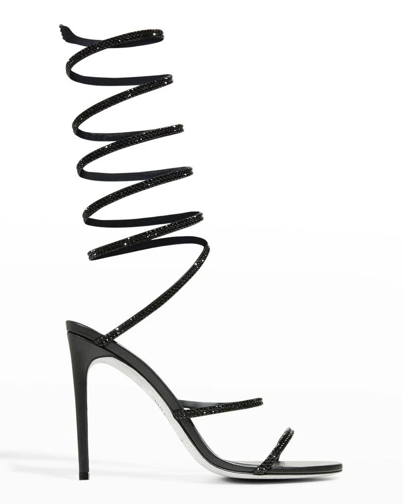 商品Rene Caovilla|Shimmery Snake-Wrap Stiletto Sandals,价格¥5900,第1张图片