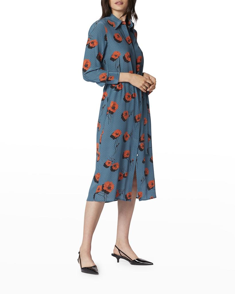 Crysta Polka-Dot Floral-Print Midi Dress商品第2张图片规格展示