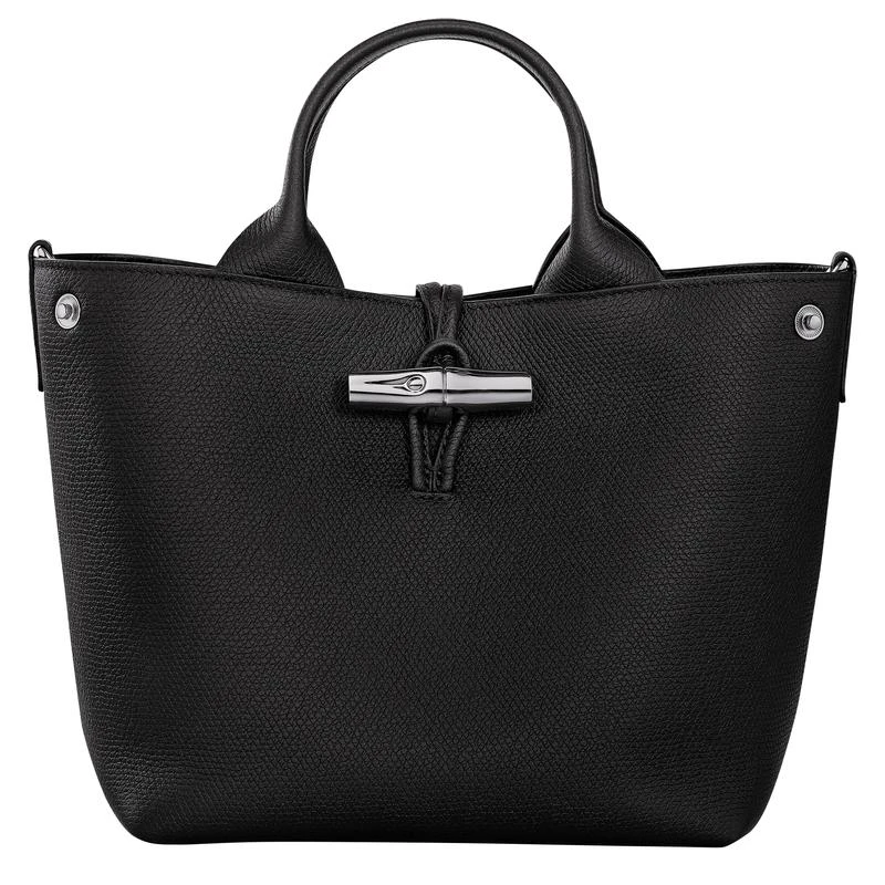 商品Longchamp|珑骧 Le Roseau系列小号女士黑色皮革手提包 10273HFP001,价格¥5350,第1张图片
