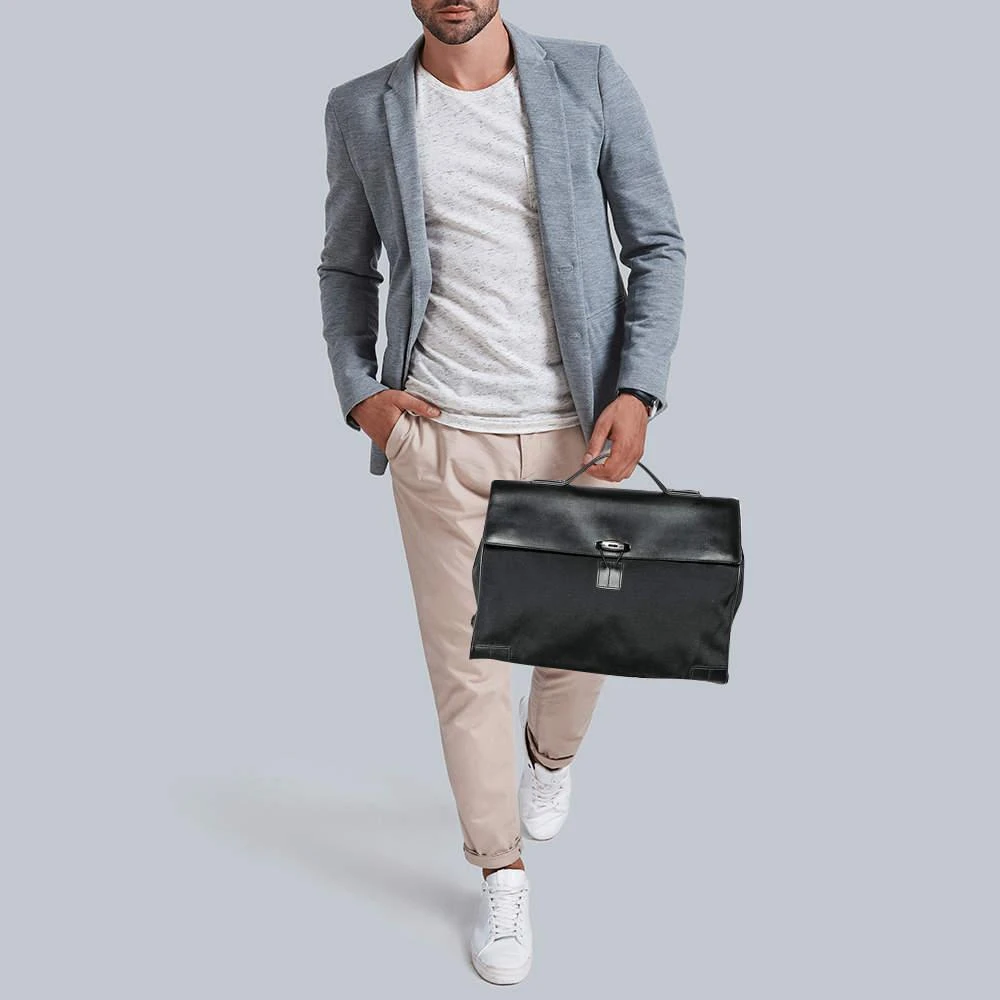 商品[二手商品] MontBlanc|Montblanc Black Leather and Nylon Briefcase,价格¥3434,第2张图片详细描述