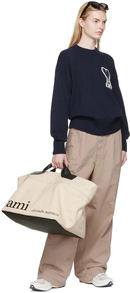 商品AMI|SSENSE Exclusive Navy Cotton Sweater,价格¥1326,第4张图片详细描述