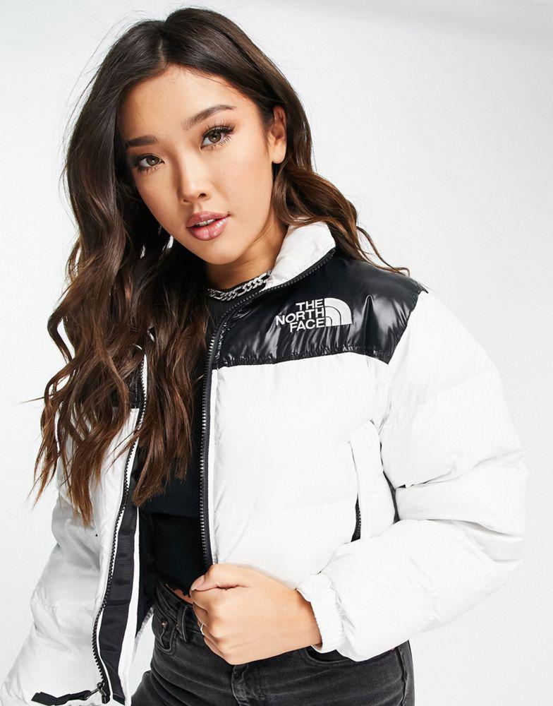 The North Face Nuptse cropped jacket in white商品第1张图片规格展示