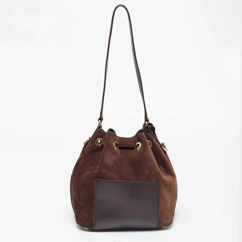商品[二手商品] Michael Kors|Michael Kors Dark Brown Suede and Leather Greenwich Bucket Bag,价格¥803,第4张图片详细描述