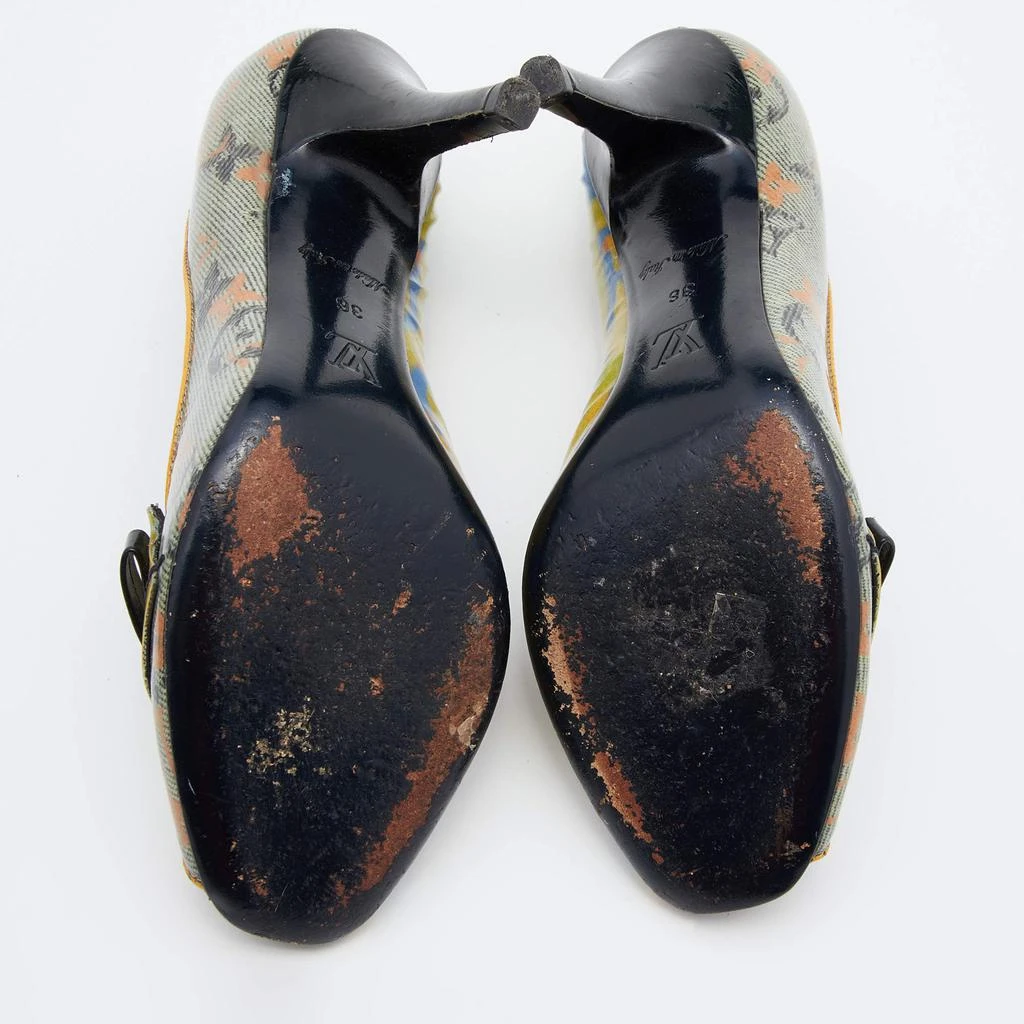 Louis Vuitton Yellow Monogram Coated Denim Richard Prince Flash Pulp Peep-Toe Pumps Size 36 商品
