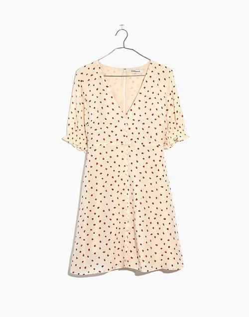 商品Madewell|Silk Clover Button-Front Dress in Fresh Strawberries,价格¥476,第4张图片详细描述