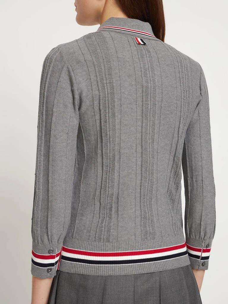 商品Thom Browne|3/4 Sleeve Textured Cotton Knit Cardigan,价格¥6782,第2张图片详细描述