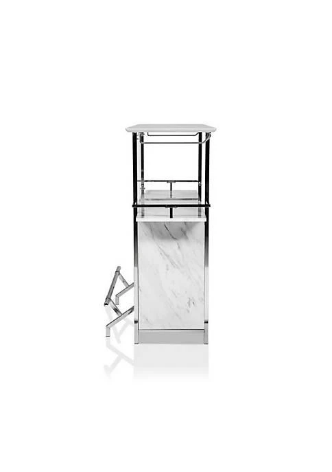商品belk|Range Bar Table With Faux Marble And Chrome Finish White And Silver,价格¥2659,第3张图片详细描述