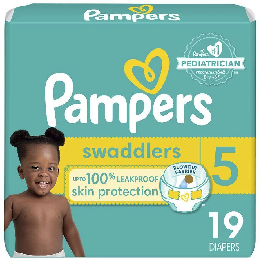 商品Pampers|Diapers, Ultra Absorbent and Soft Disposable Baby Diapers No scent, Size 5 (27+ lbs),价格¥79,第1张图片