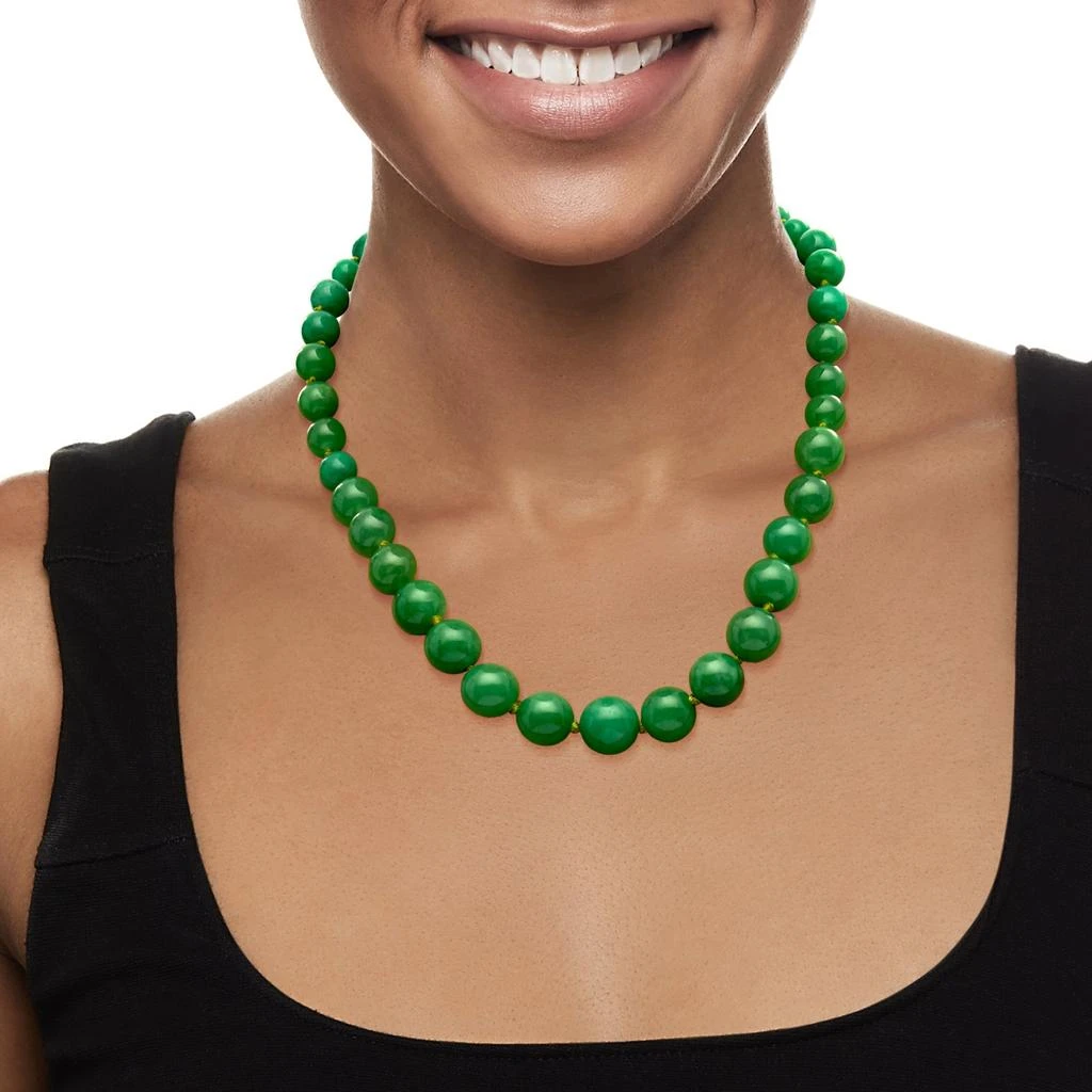 商品Ross-Simons|7-14mm Jade Graduated Bead Necklace With 14kt Yellow Gold,价格¥1992,第2张图片详细描述