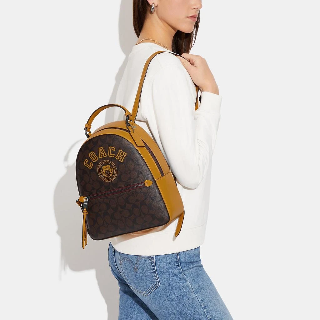 商品Coach|Coach Outlet Jordyn Backpack In Signature Canvas With Varsity Motif,价格¥1567,第3张图片详细描述