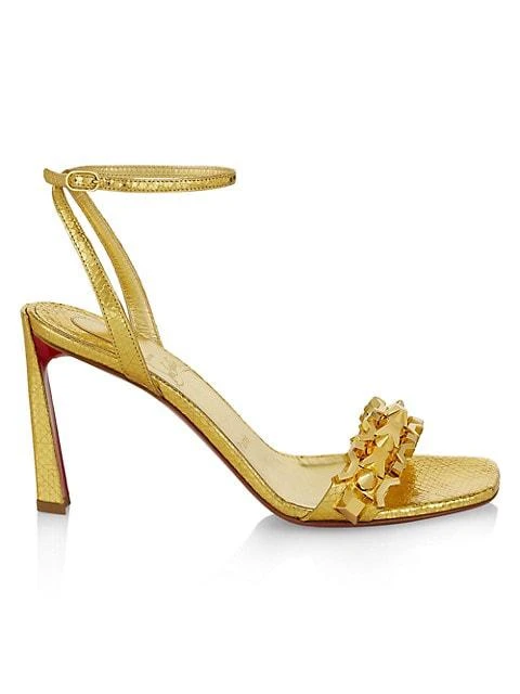 商品Christian Louboutin|Asteroispikes 85 Metallic Leather Ankle-Strap Sandals,价格¥8232,第1张图片