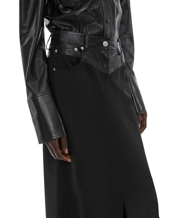 商品Helmut Lang|Garter Faux Leather Trim Midi Skirt,价格¥1112,第4张图片详细描述