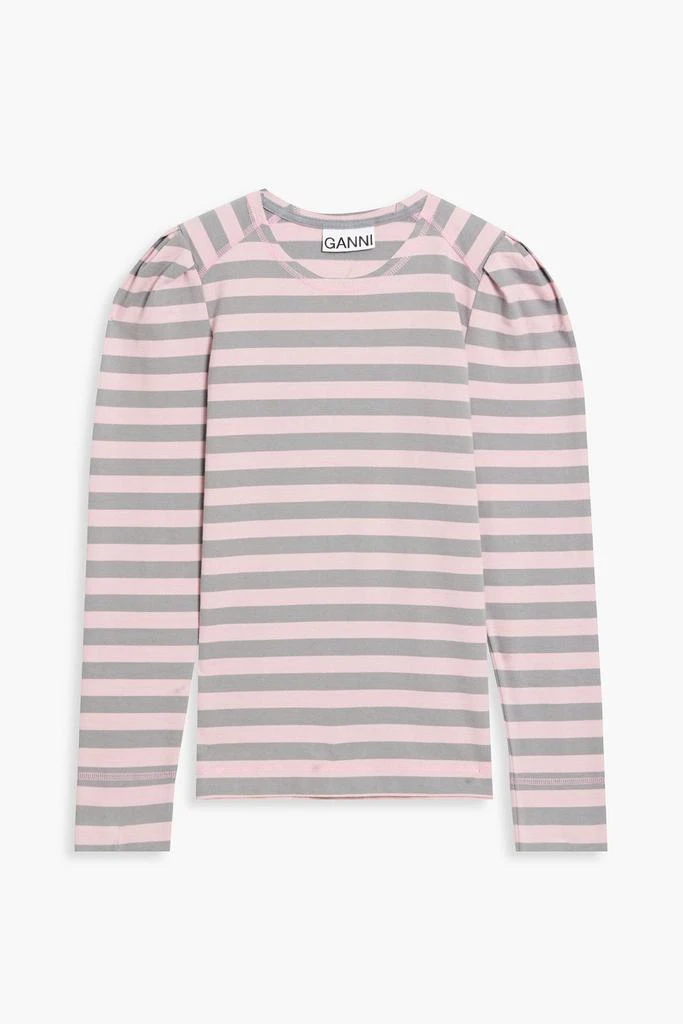 商品Ganni|Gathered striped cotton-jersey top,价格¥488,第3张图片详细描述