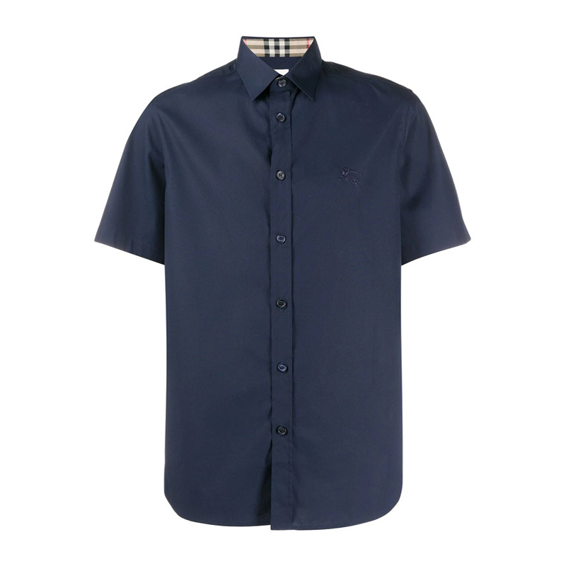 商品Burberry|Burberry 博柏利 男士深蓝色衬衫短袖 8025765,价格¥1884,第1张图片