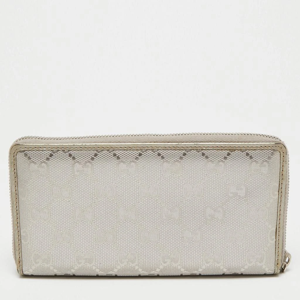 商品[二手商品] Gucci|Gucci Metallic Silver GG Imprime Canvas Zip Around Wallet,价格¥1413,第4张图片详细描述