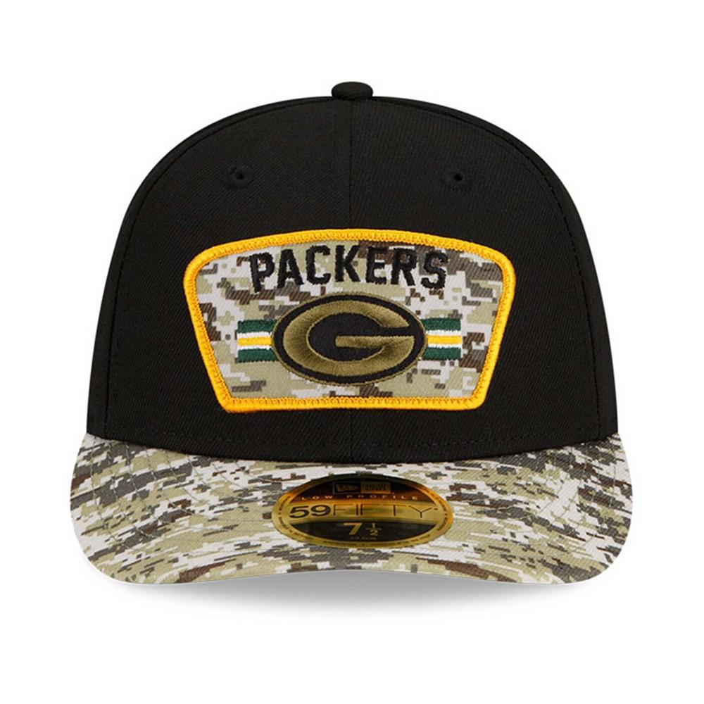 商品New Era|Men's Black-Camouflage Green Bay Packers 2021 Salute To Service Low Profile 59FIFTY Fitted Hat,价格¥312,第4张图片详细描述