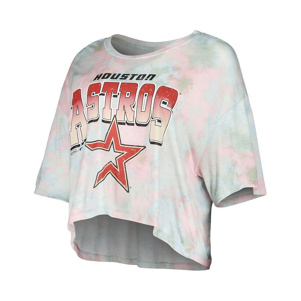 商品Majestic|Women's Threads Houston Astros Cooperstown Collection Tie-Dye Boxy Cropped Tri-Blend T-shirt,价格¥373,第2张图片详细描述