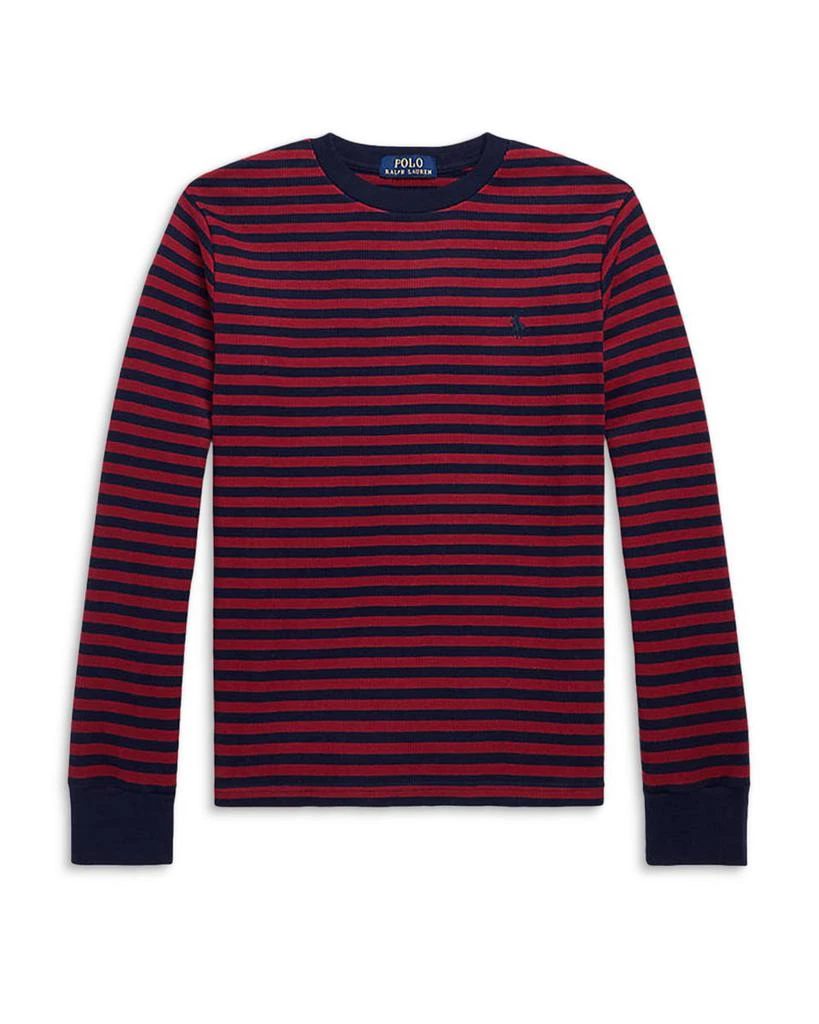 商品Ralph Lauren|Boys' Long Sleeve Striped Waffle Cotton Tee - Little Kid, Big Kid,价格¥176,第1张图片详细描述